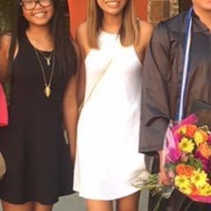 White ribbed halter dress